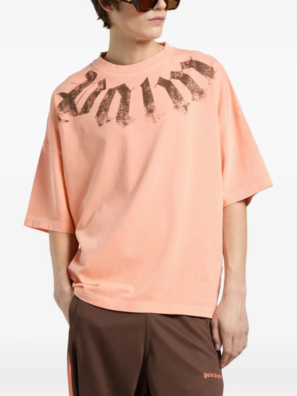 Palm Angels Big Neck ruimvallende T-shirt met logo Oranje