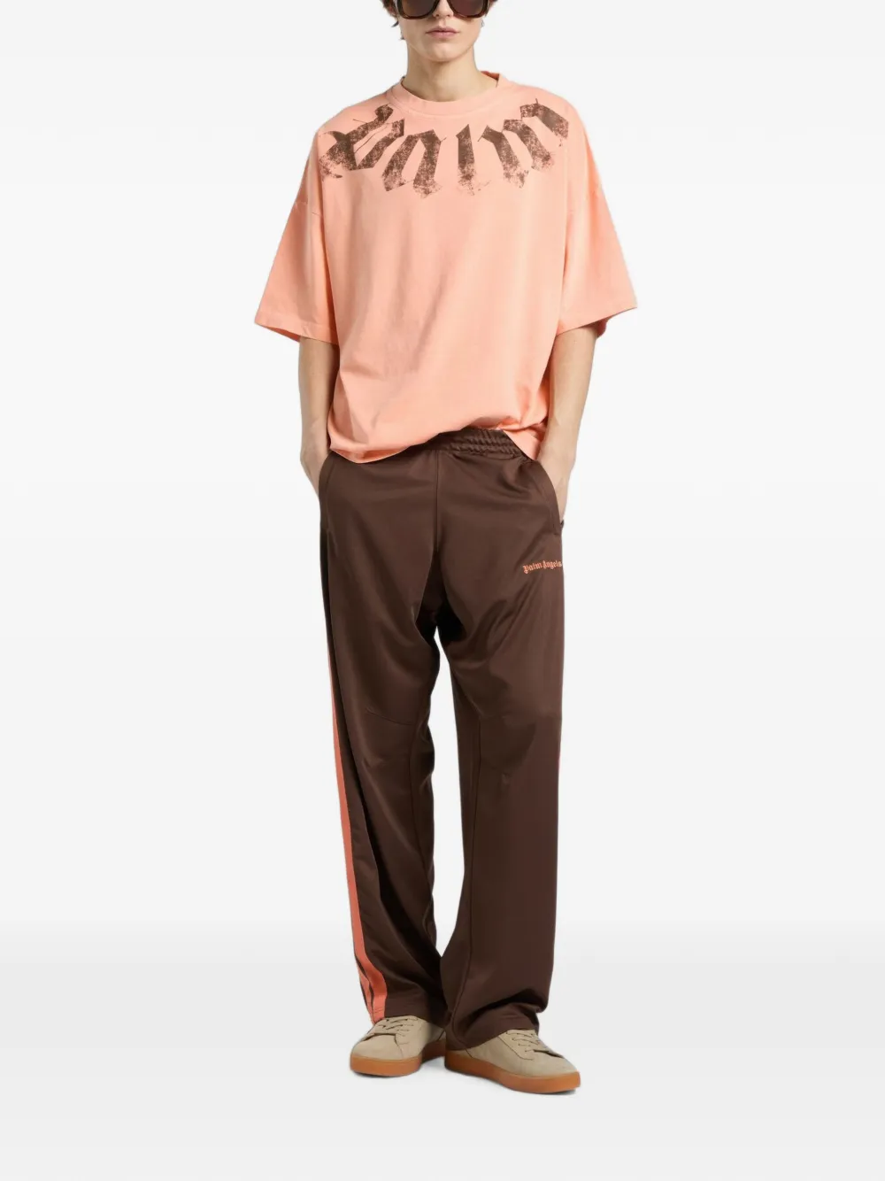 Palm Angels Big Neck ruimvallende T-shirt met logo Oranje