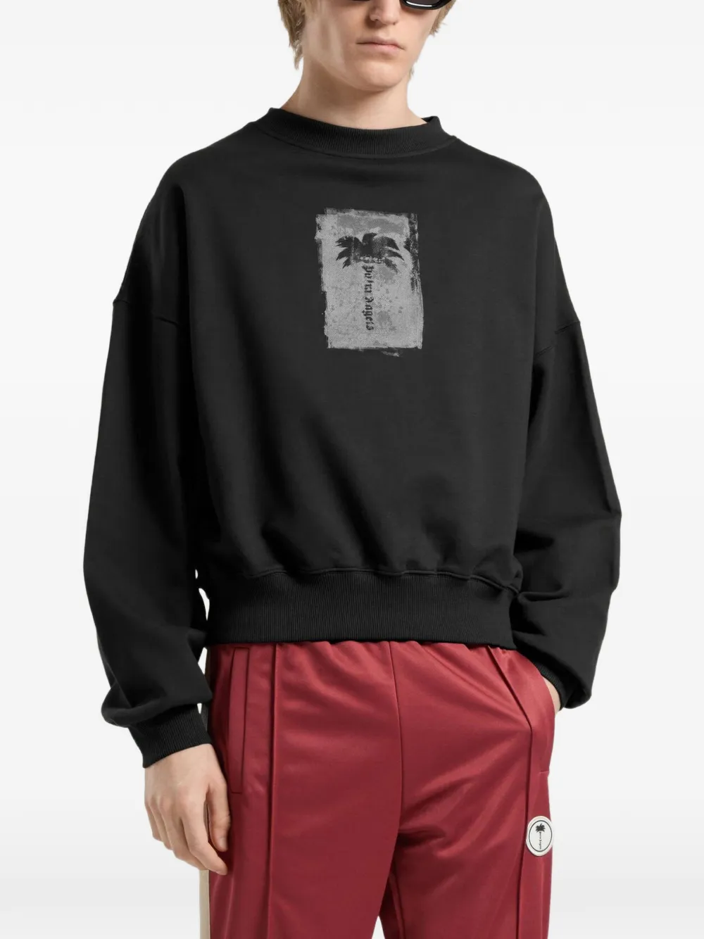 Palm Angels Ruimvallende sweater met geborstelde palmboom Zwart