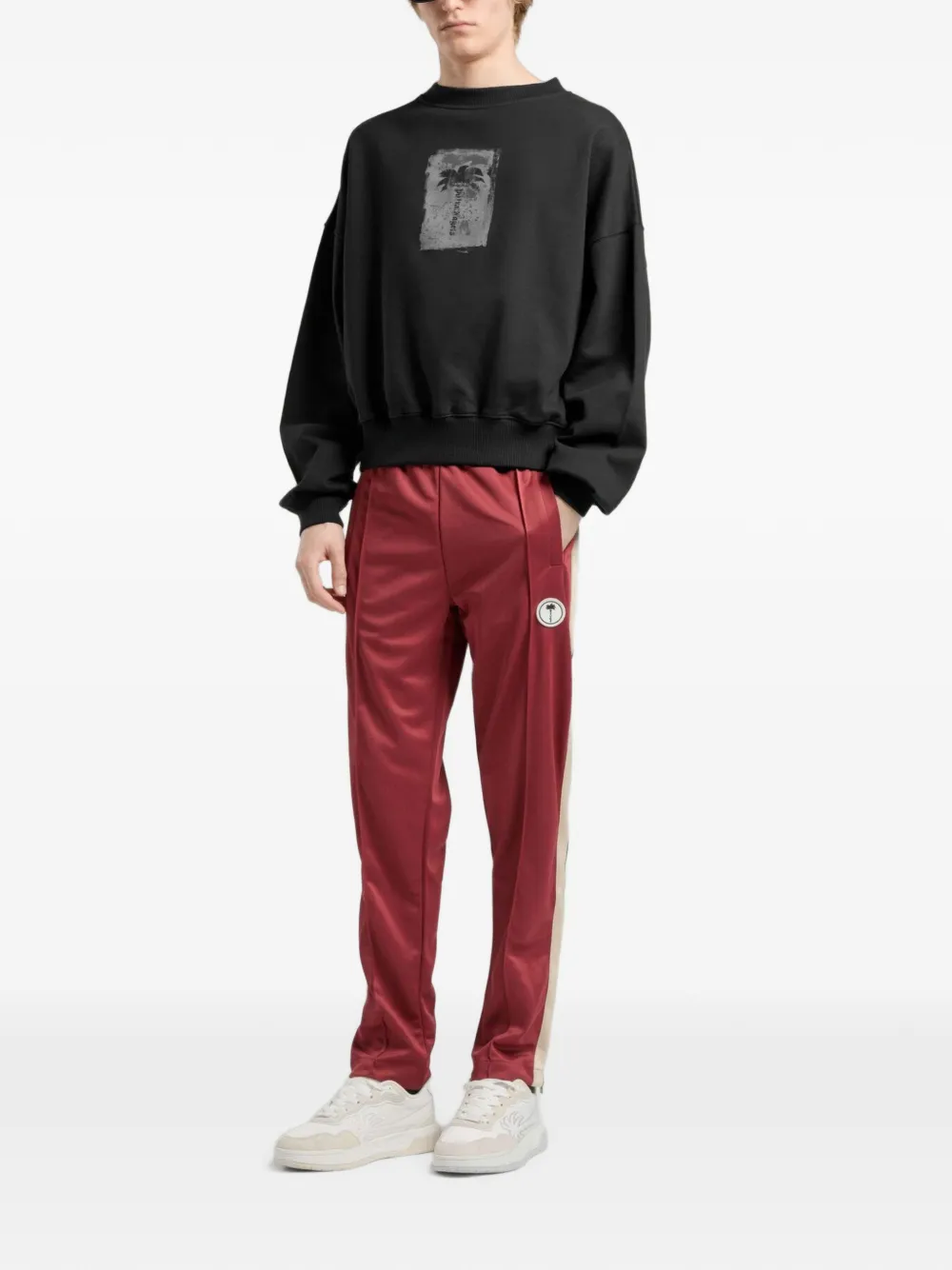Palm Angels Ruimvallende sweater met geborstelde palmboom Zwart