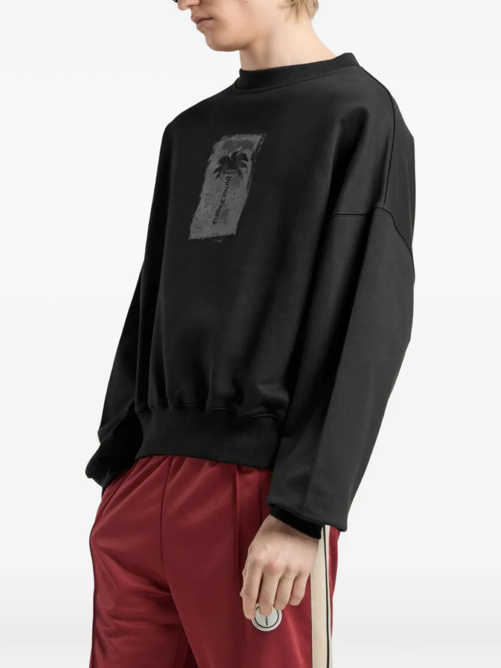 Palm Angels Ruimvallende sweater met geborstelde palmboom Zwart
