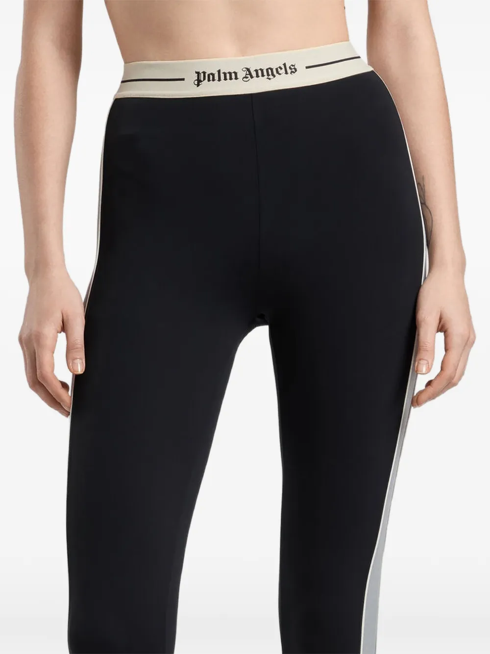Palm Angels Legging met logoband en zijstreep Zwart