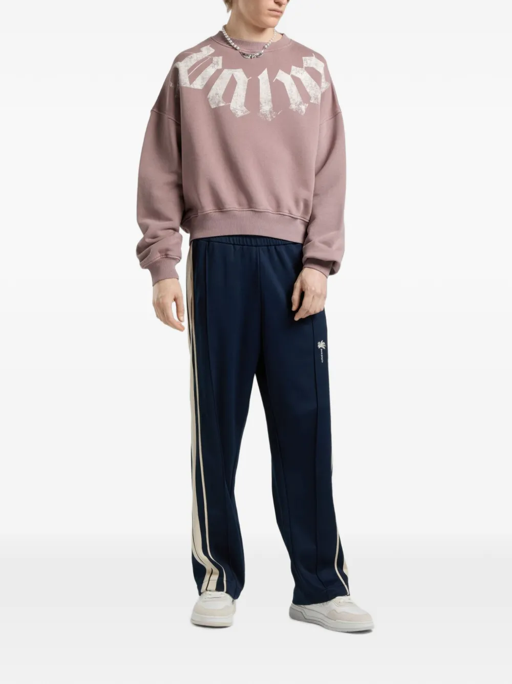 Palm Angels Gestreepte trainingsbroek met palmboomprint Blauw