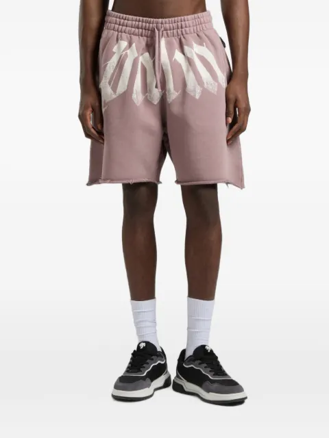 Palm Angels logo-print raw-cut shorts