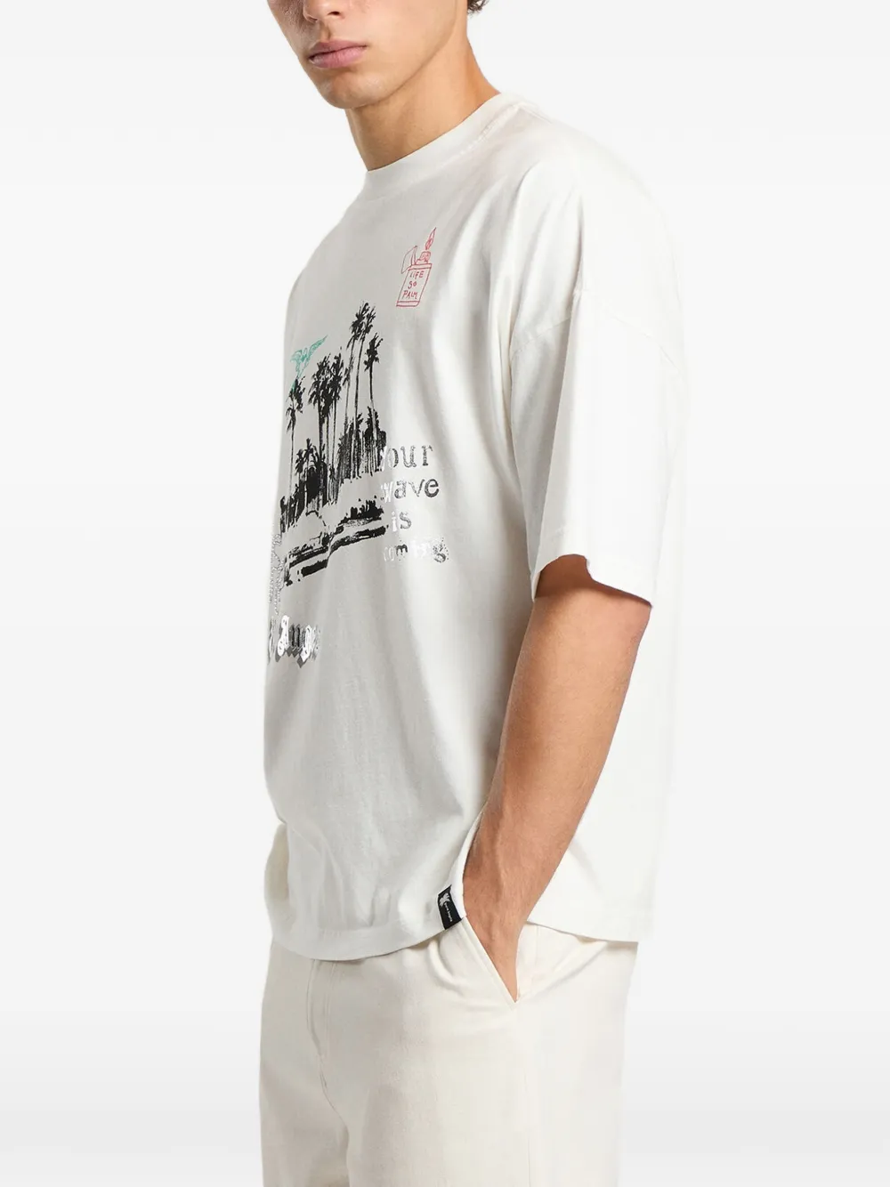 Palm Angels Palm Life ruimvallend T-shirt Beige