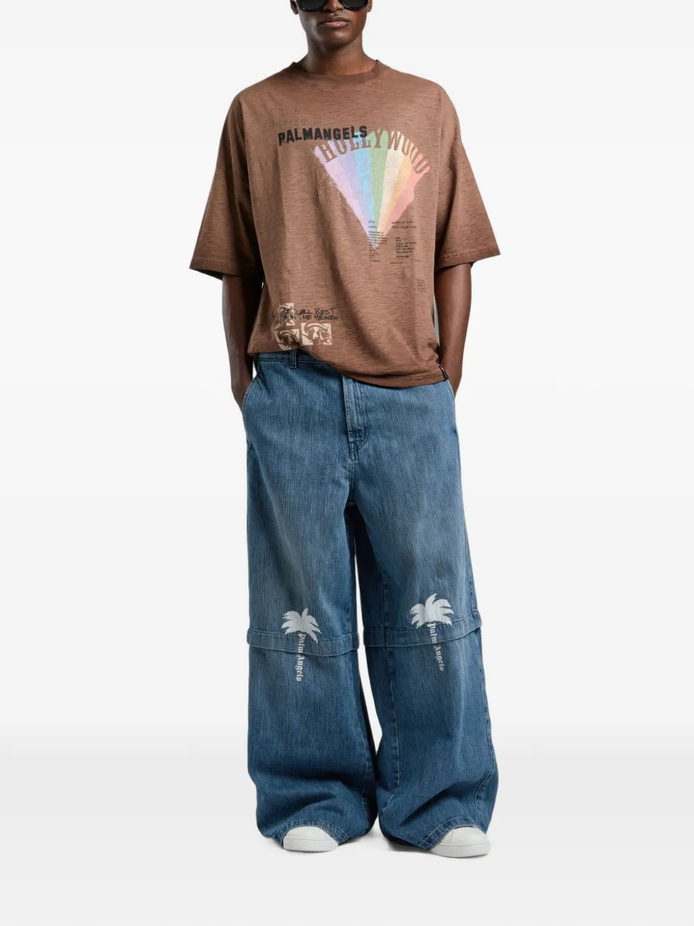 Palm Angels T-shirt met grafische print Bruin
