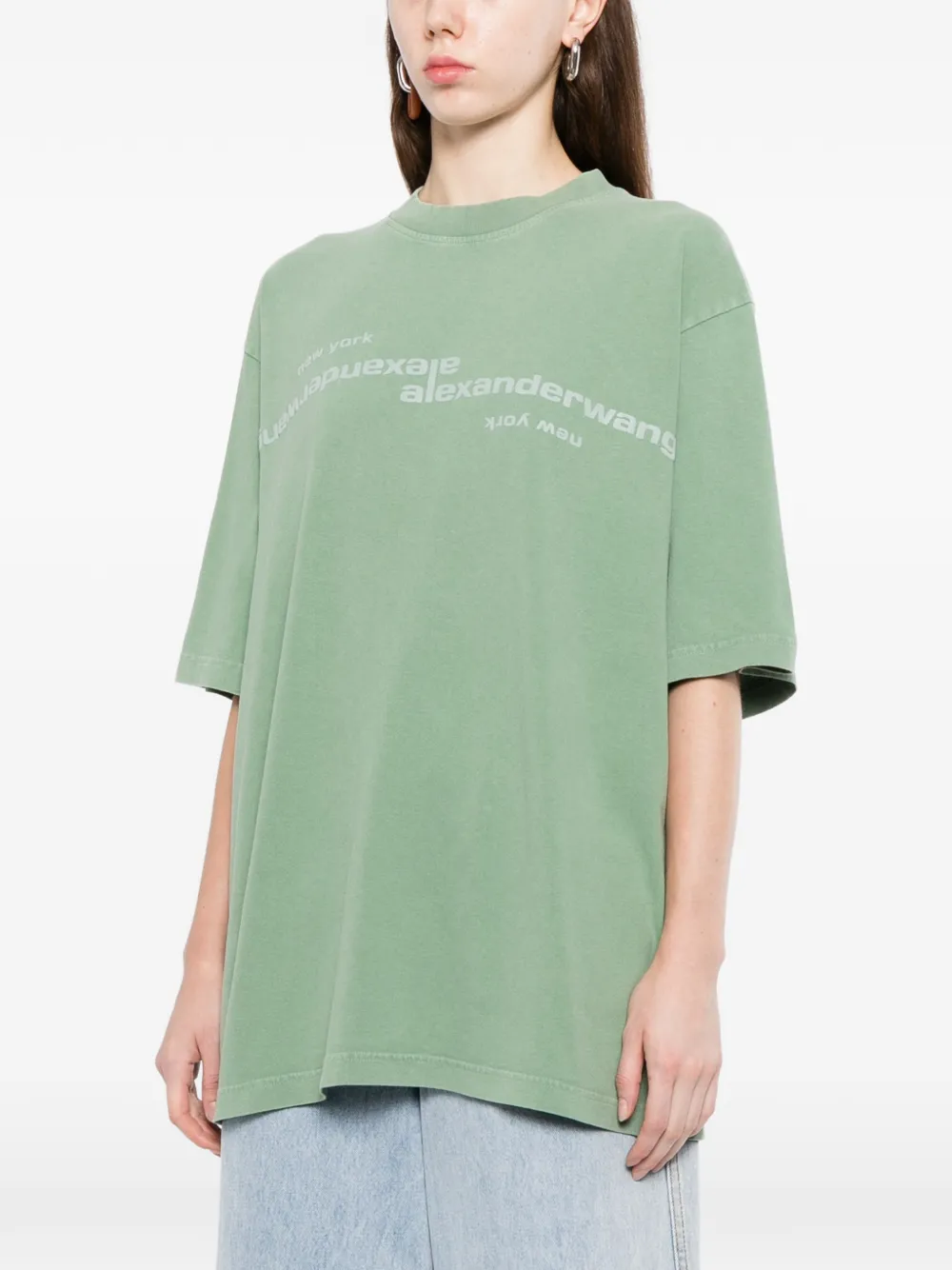 Alexander Wang mirrored logo tee Groen