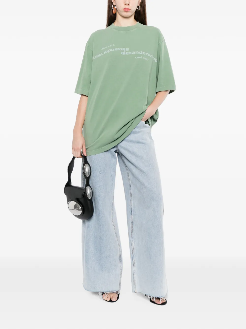 Alexander Wang mirrored logo tee Groen