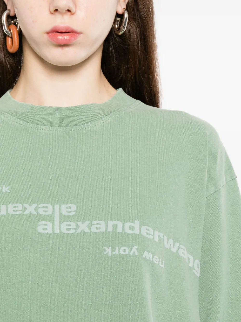 Alexander Wang mirrored logo tee Groen