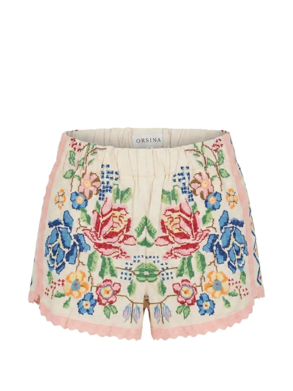 orsina floral-embroidered scalloped shorts - Toni neutri