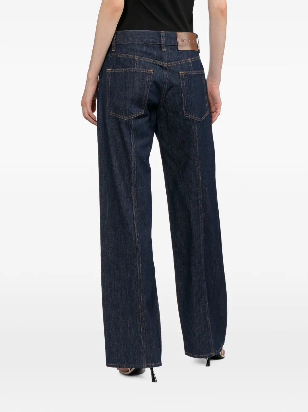 Helmut Lang Jeans met logo-patch en naaddetail Blauw