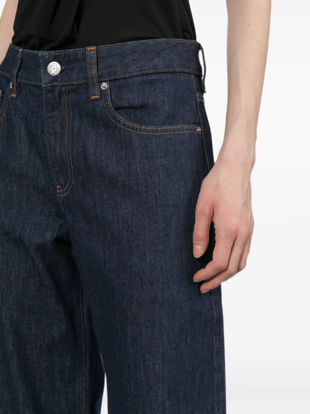 Helmut Lang Jeans met logo-patch en naaddetail Blauw