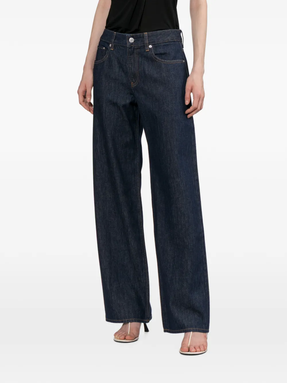 Helmut Lang Jeans met logo-patch en naaddetail Blauw