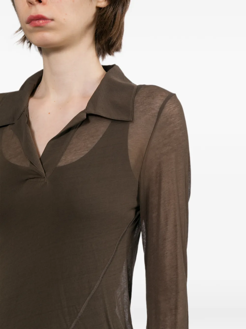 Helmut Lang Gelaagde top met lange mouwen Bruin