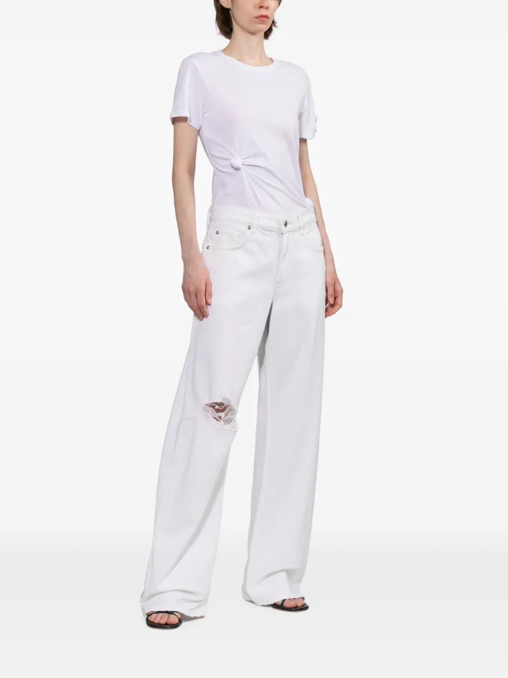 Helmut Lang Gerafelde bootcut jeans Wit