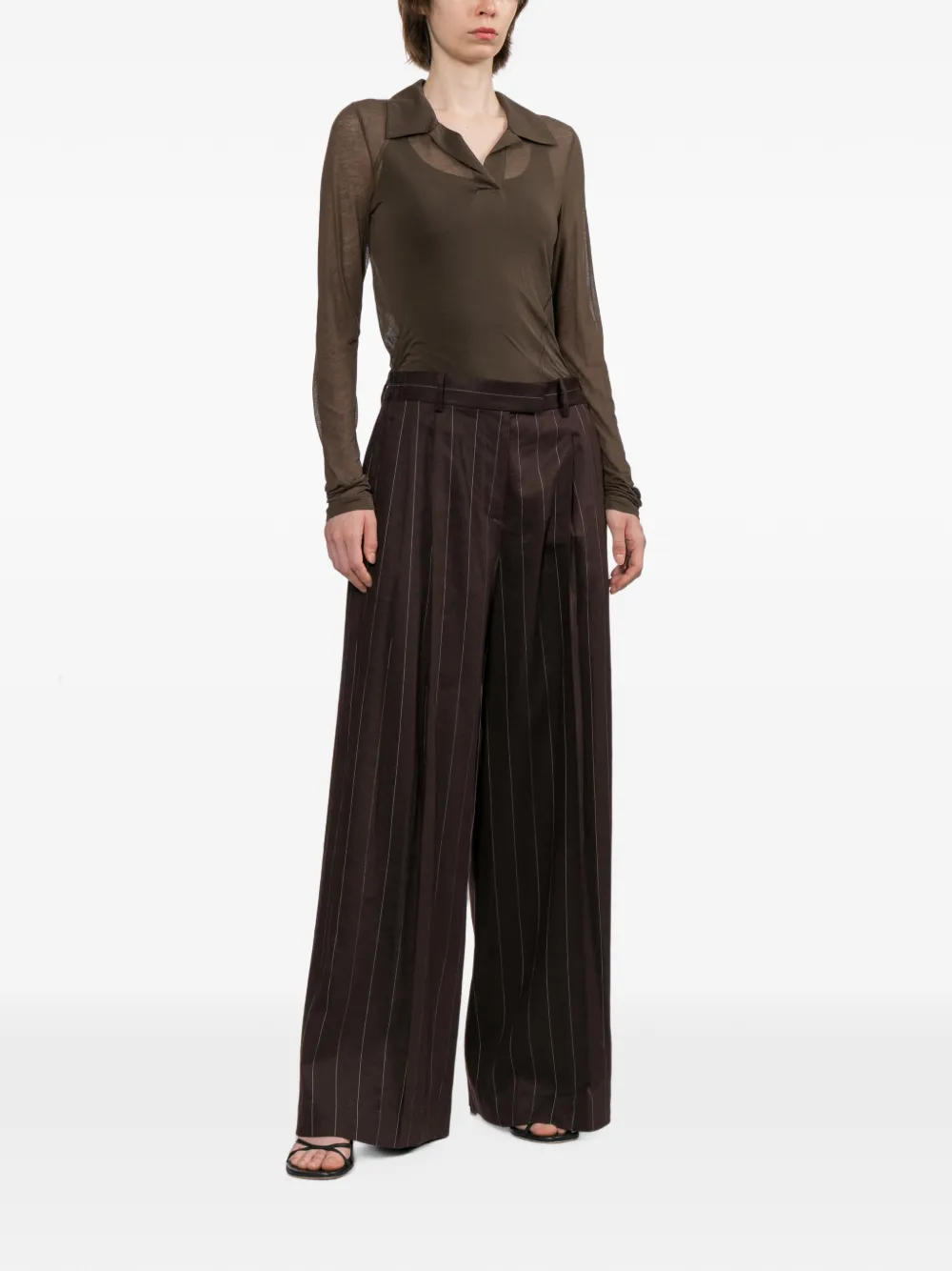 Helmut Lang Broek met wijde pijpen Bruin