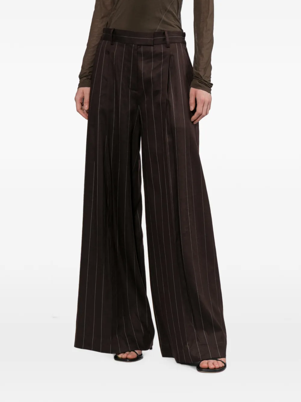 Helmut Lang Broek met wijde pijpen Bruin