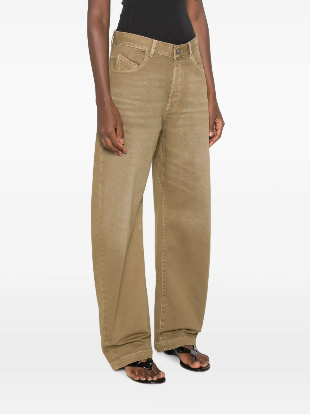 The Attico Jeans met wijde pijpen en gespdetail Groen