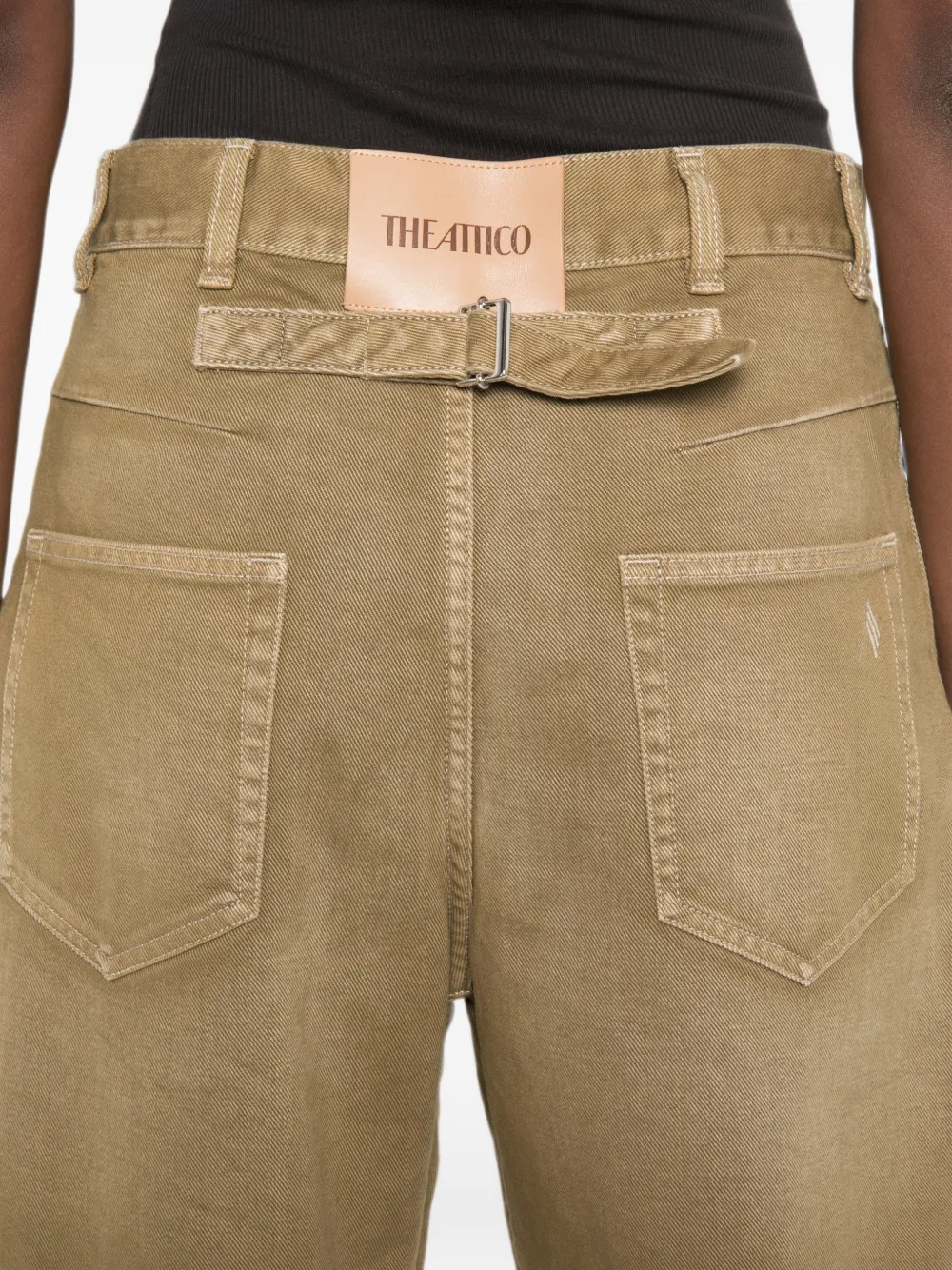 The Attico Jeans met wijde pijpen en gespdetail Groen