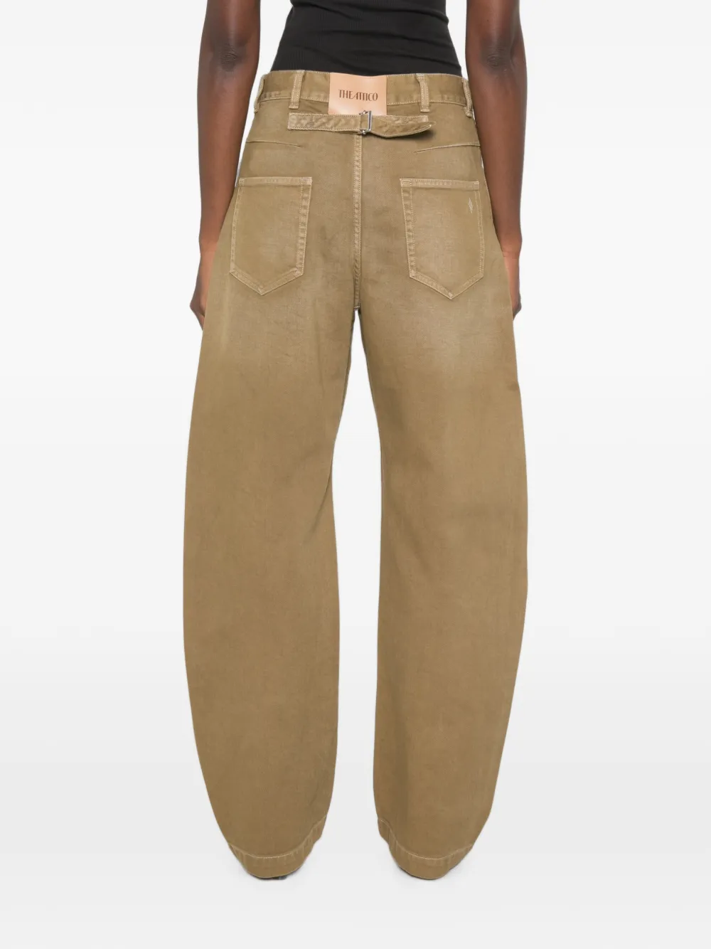 The Attico Jeans met wijde pijpen en gespdetail Groen