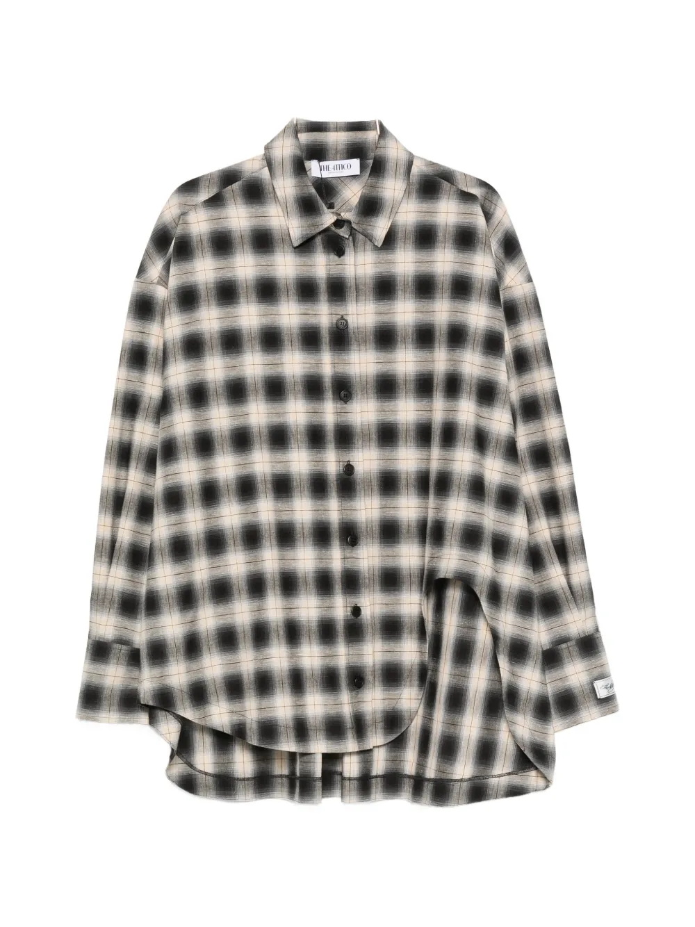 The Attico check-pattern curved-hem shirt - Nero