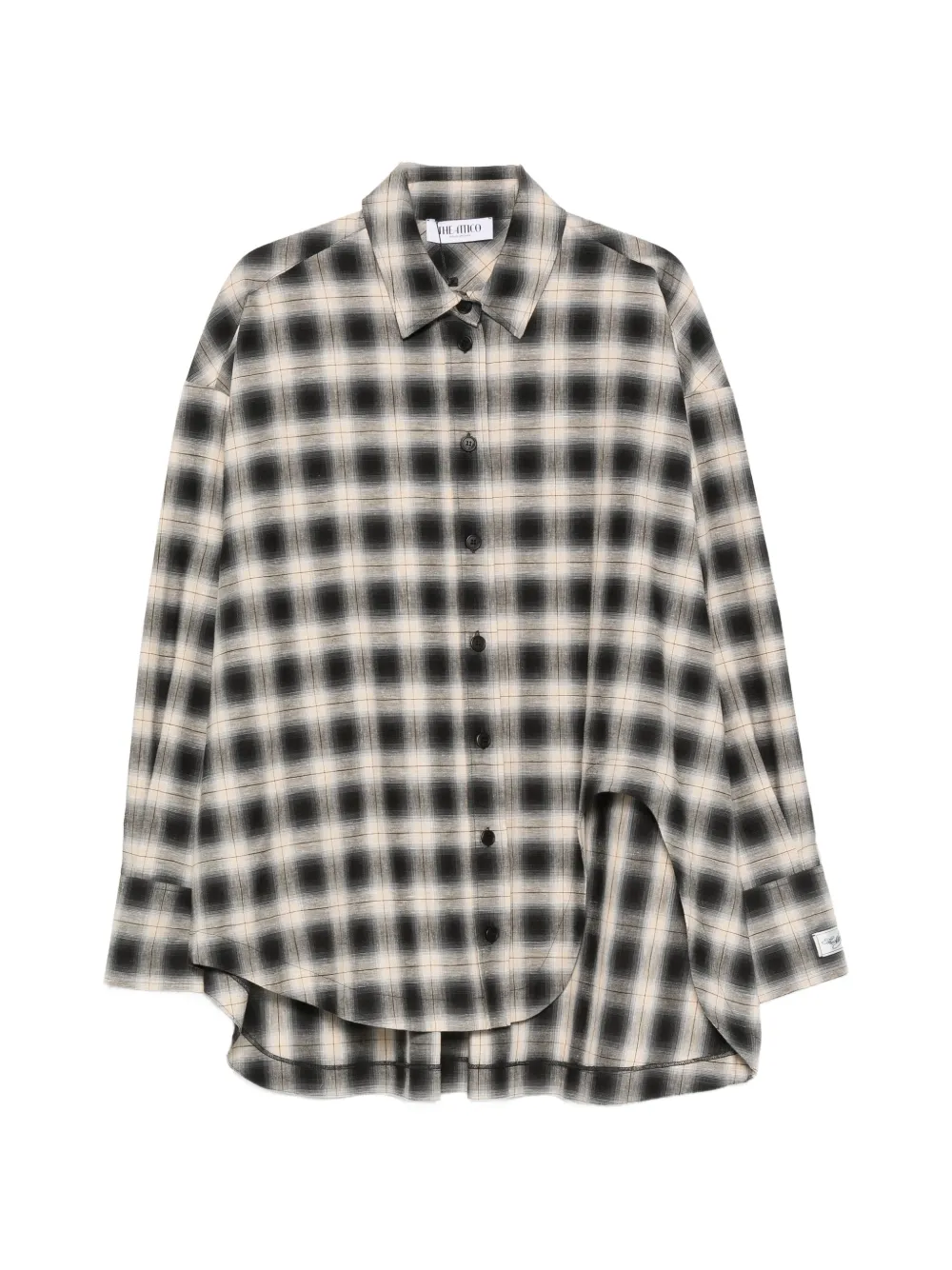 The Attico check-pattern curved-hem shirt - Nero