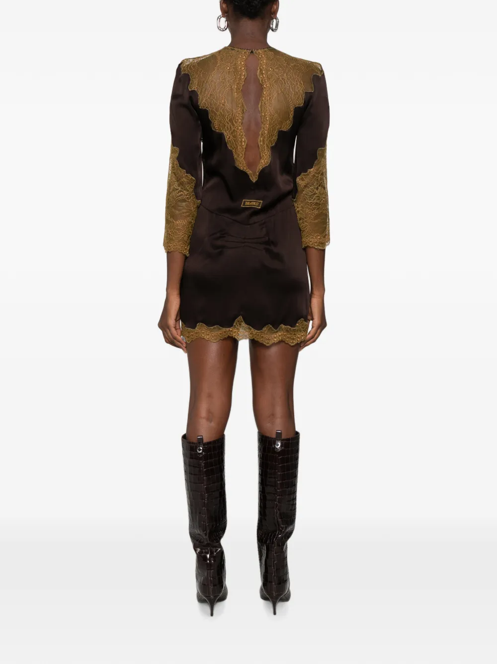 The Attico Mini-jurk met kant Bruin
