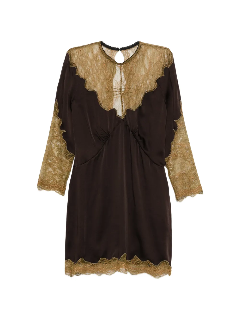 The Attico lace-trim mini dress - Marrone