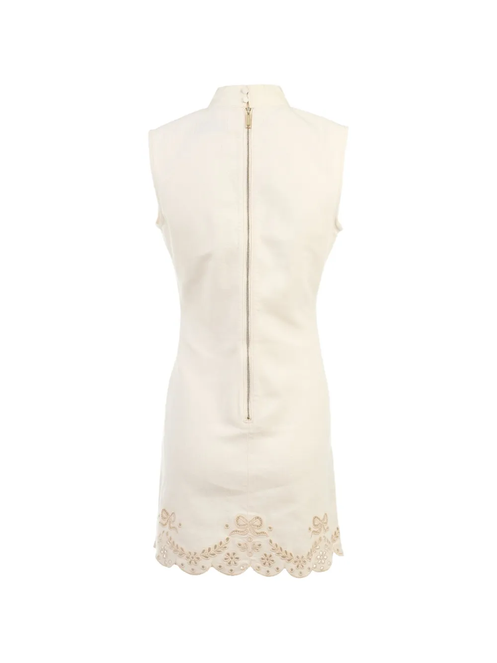 Self-Portrait Cream broderie denim mini-jurk Beige