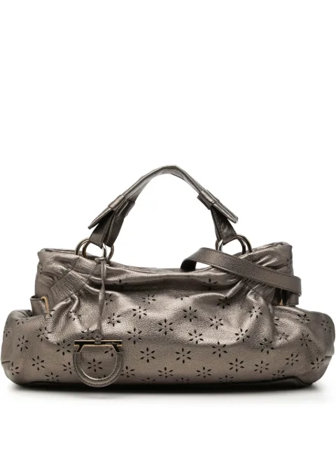 Ferragamo Pre-Owned 2010-2026 Perforated Metallic Calfskin Gancini satchel
