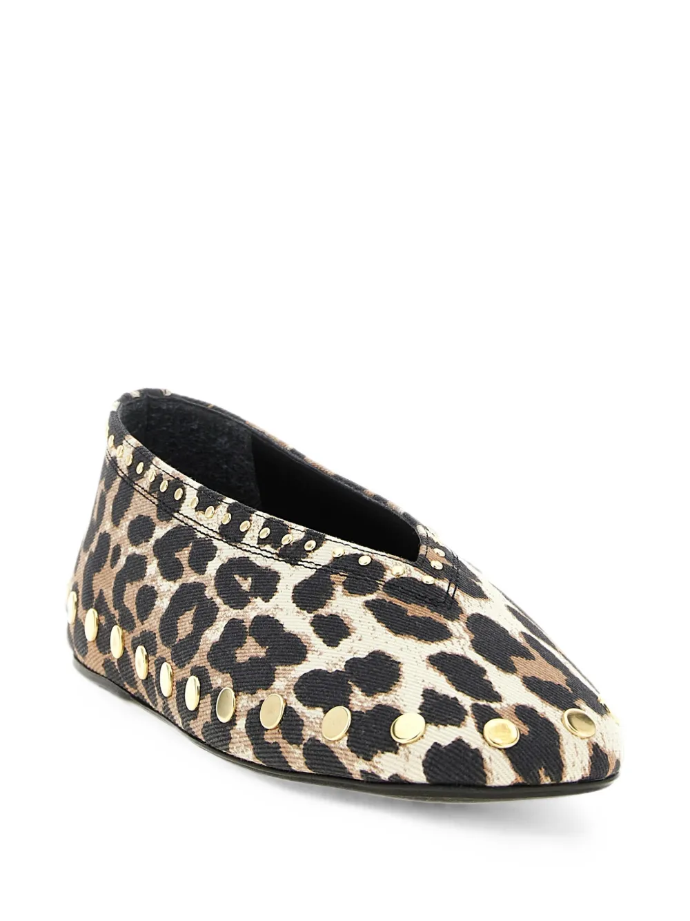 GANNI leopard-print stud-embellished ballet flats Bruin