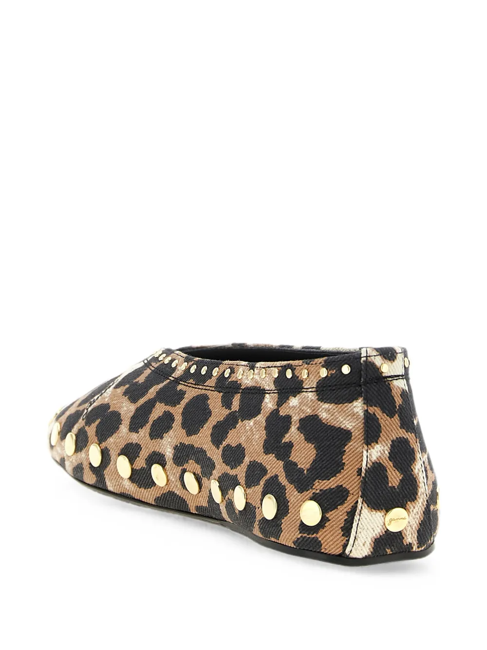 GANNI leopard-print stud-embellished ballet flats Bruin