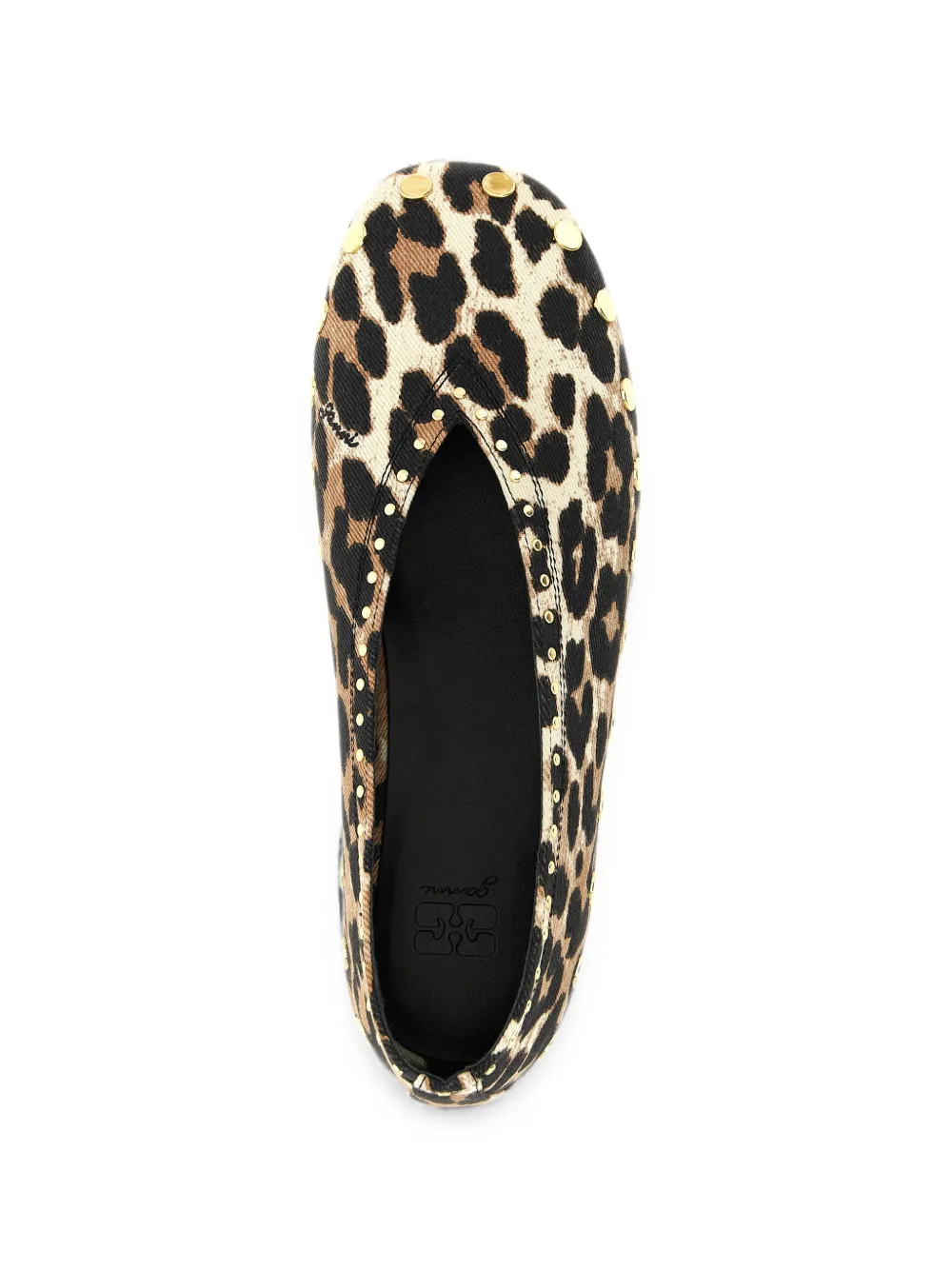 GANNI leopard-print stud-embellished ballet flats Bruin