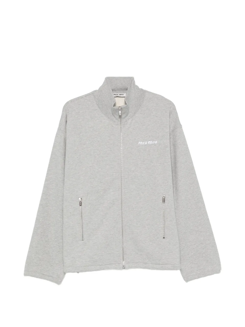 Miu Miu logo-embroidered zip-up sweatshirt - Grau