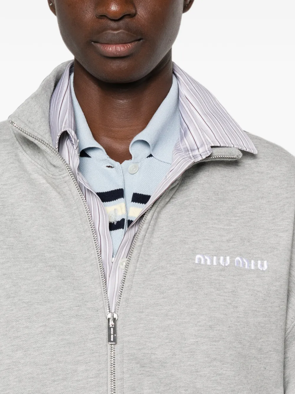 Miu Fleece sweater met rits Grijs