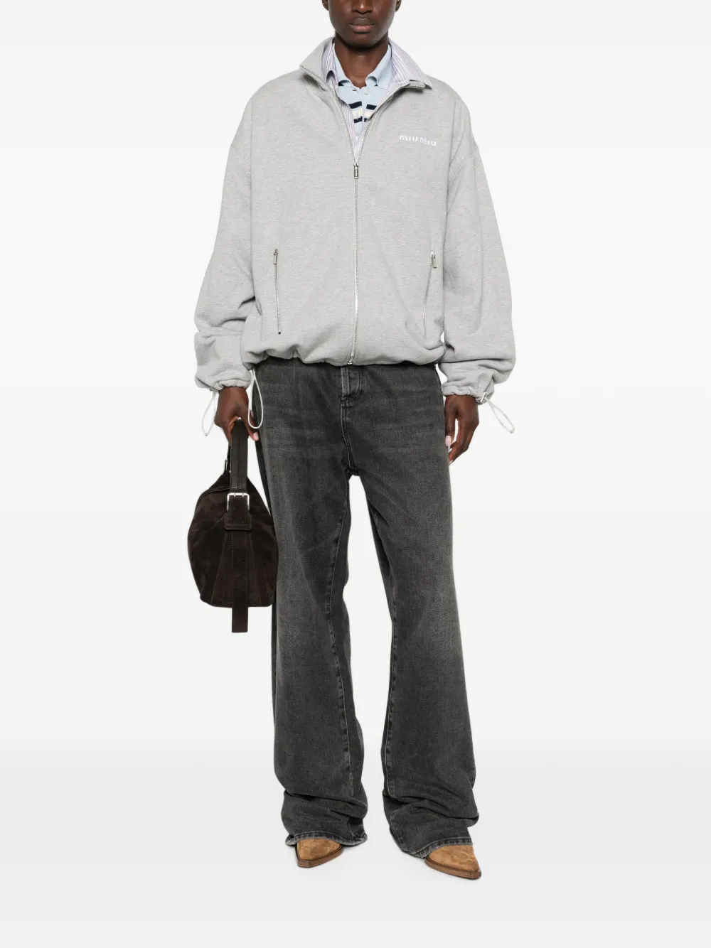 Miu Fleece sweater met rits Grijs