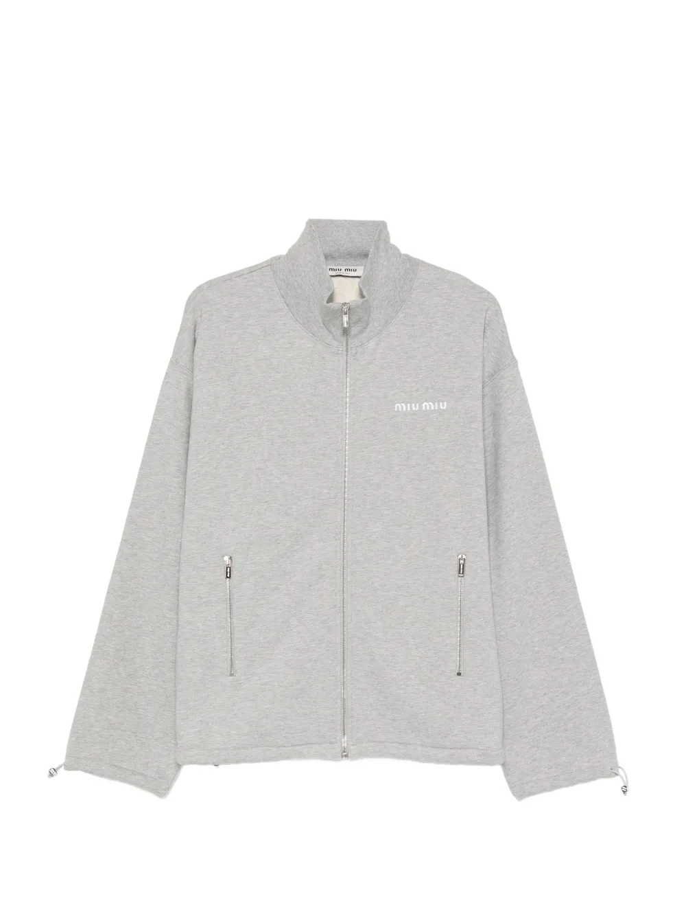 Miu Miu logo-embroidered zip-up sweatshirt - Grigio