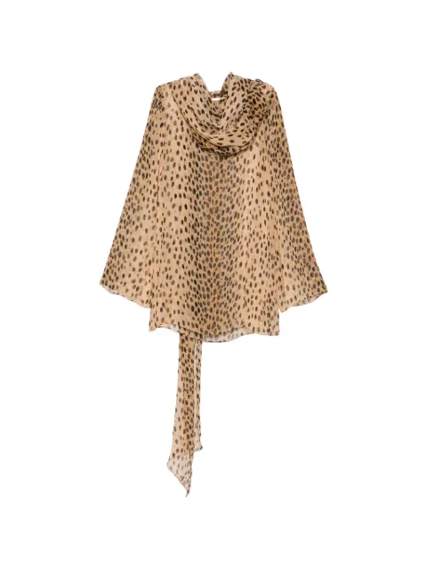 Cult Gaia Beaux cheetah-print hooded blouse