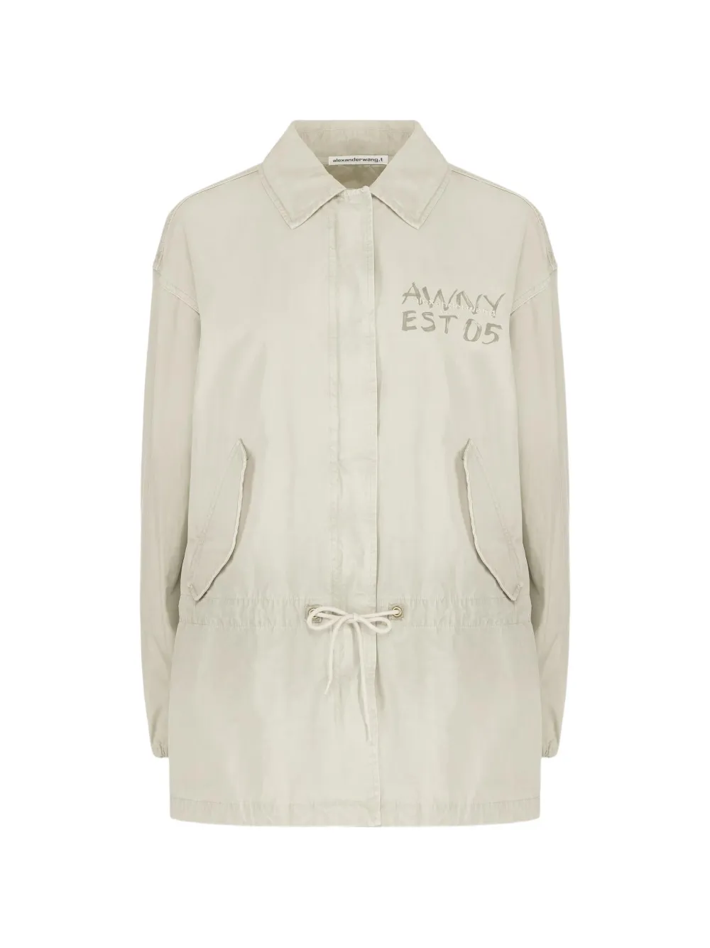 Alexander Wang dropped-waist logo-print parka - Grigio