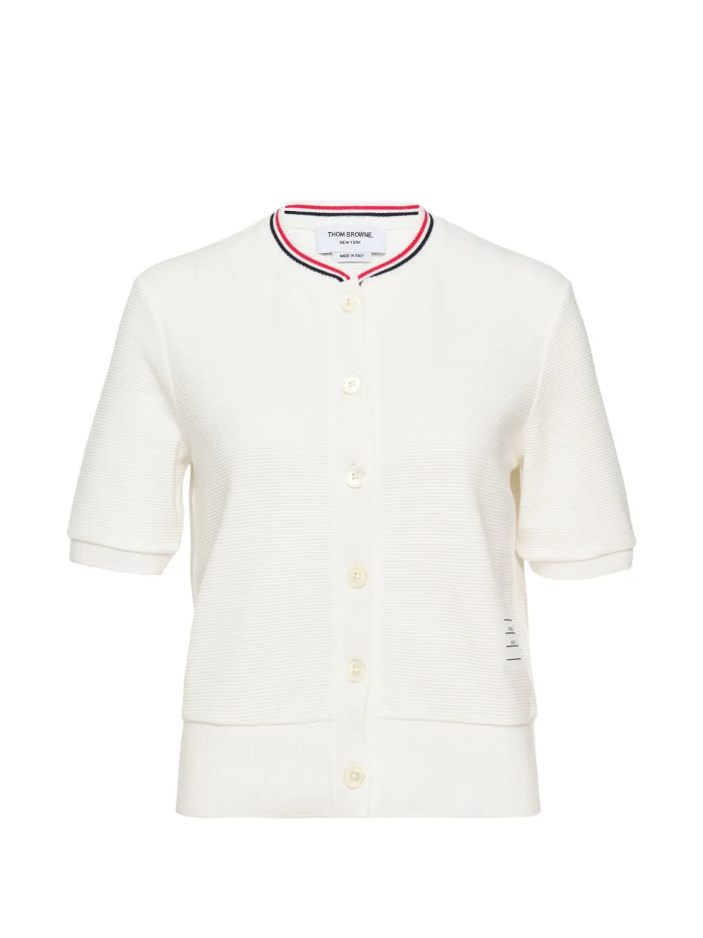 Thom Browne short-sleeve RWB-stripe cardigan - Toni neutri