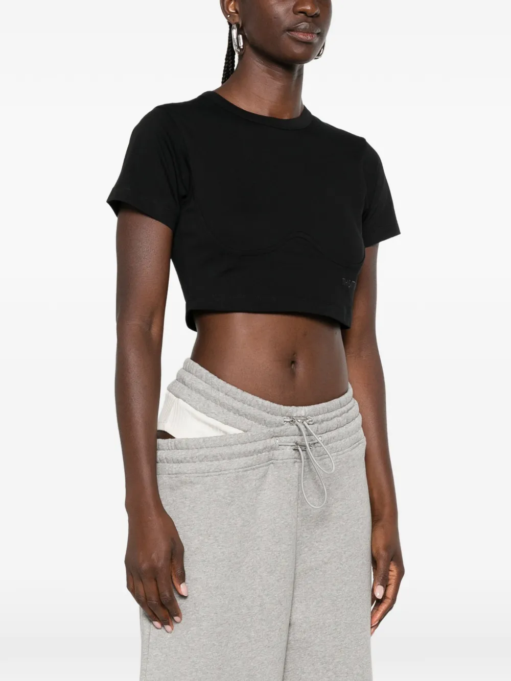 The Attico Cropped T-shirt in korset-stijl Zwart