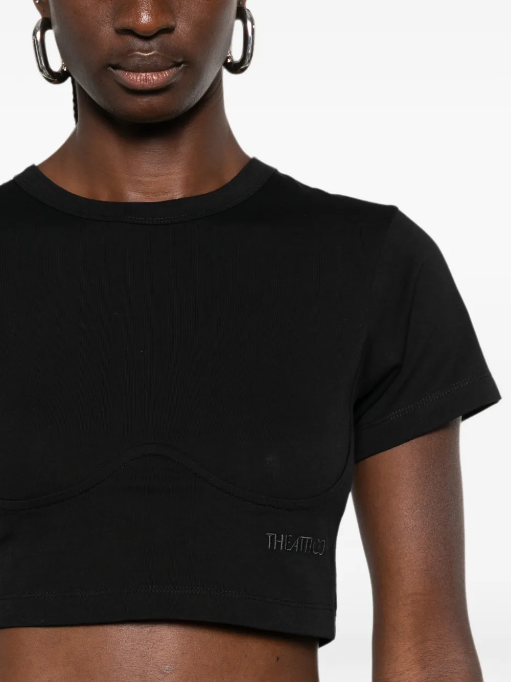 The Attico Cropped T-shirt in korset-stijl Zwart