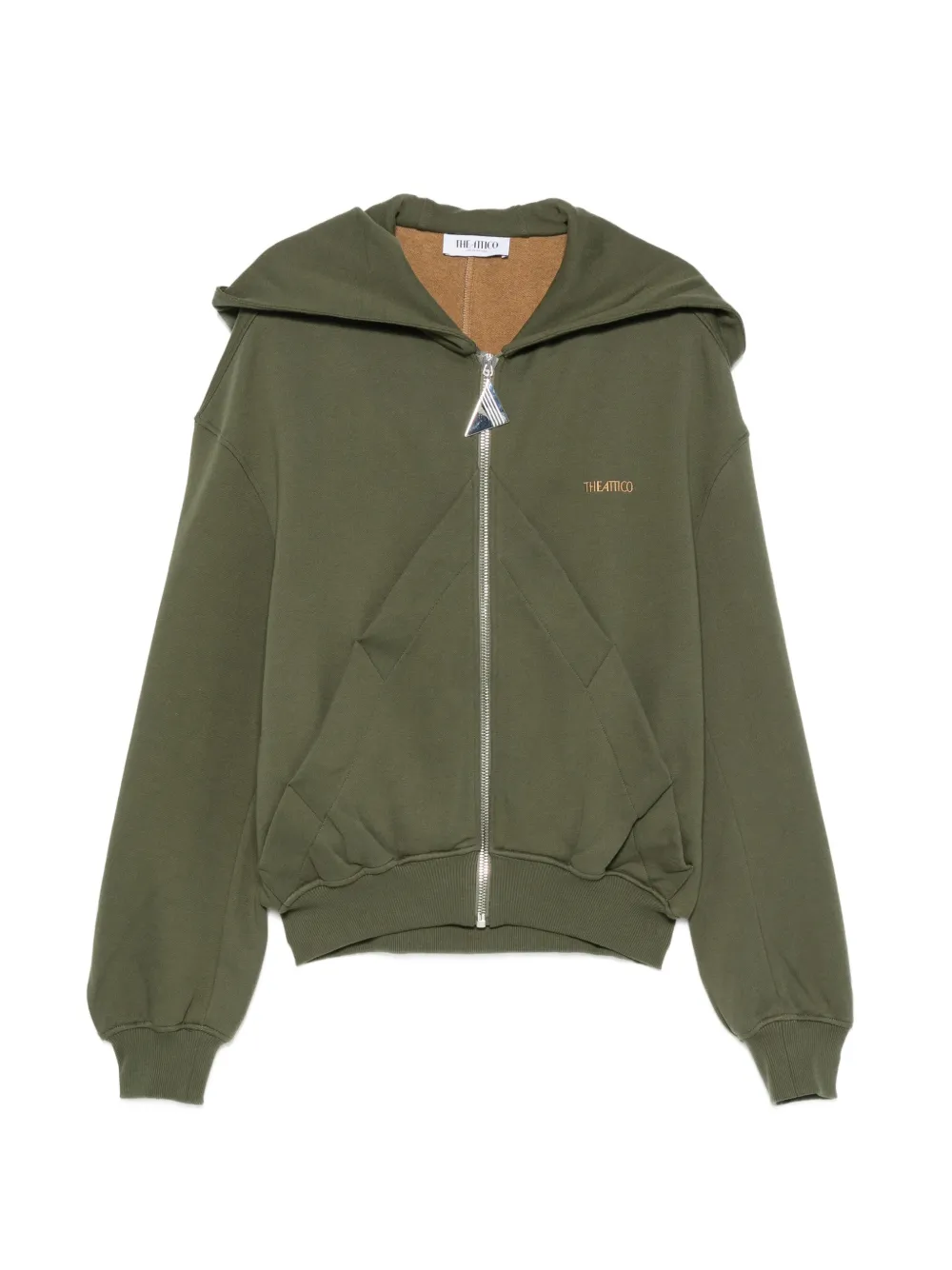 The Attico logo-embroidered zip-up hoodie - Verde