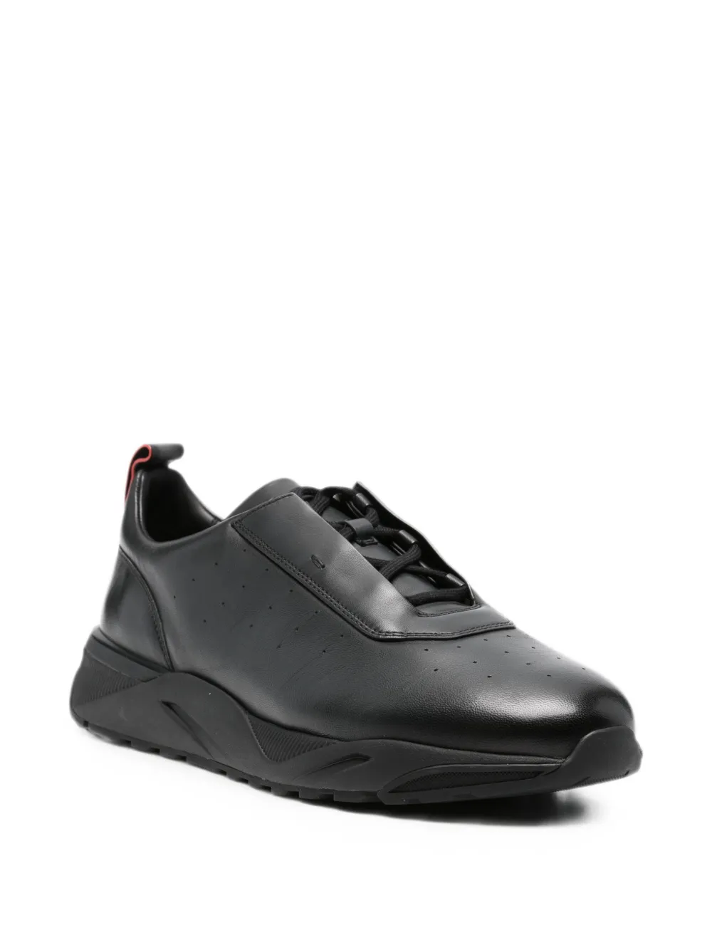 Santoni perforated-detail lace-up sneakers Zwart