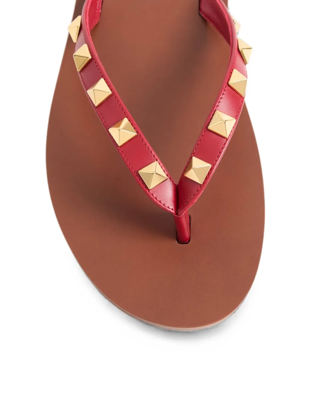 Valentino Garavani Rockstud calfskin thong sandals 05mm Rood