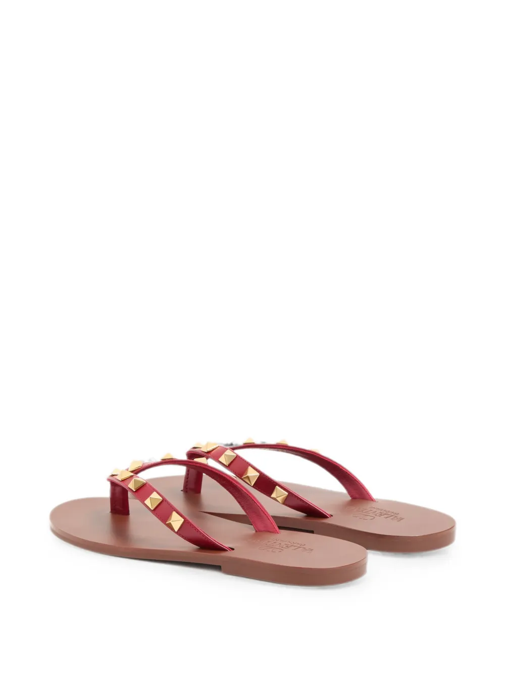 Valentino Garavani Rockstud calfskin thong sandals 05mm Rood