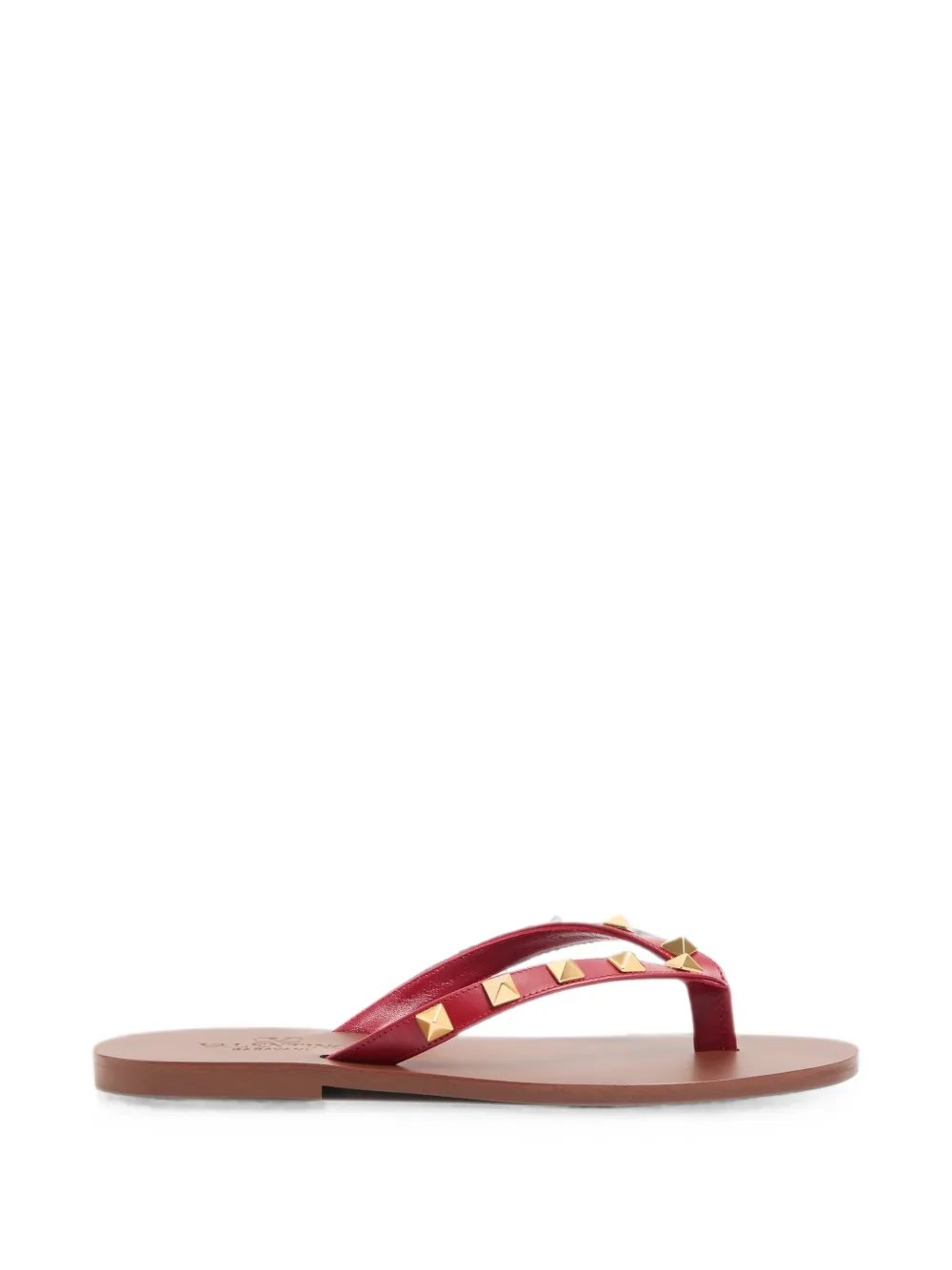 Valentino Garavani Rockstud calfskin thong sandals 05mm - Rot