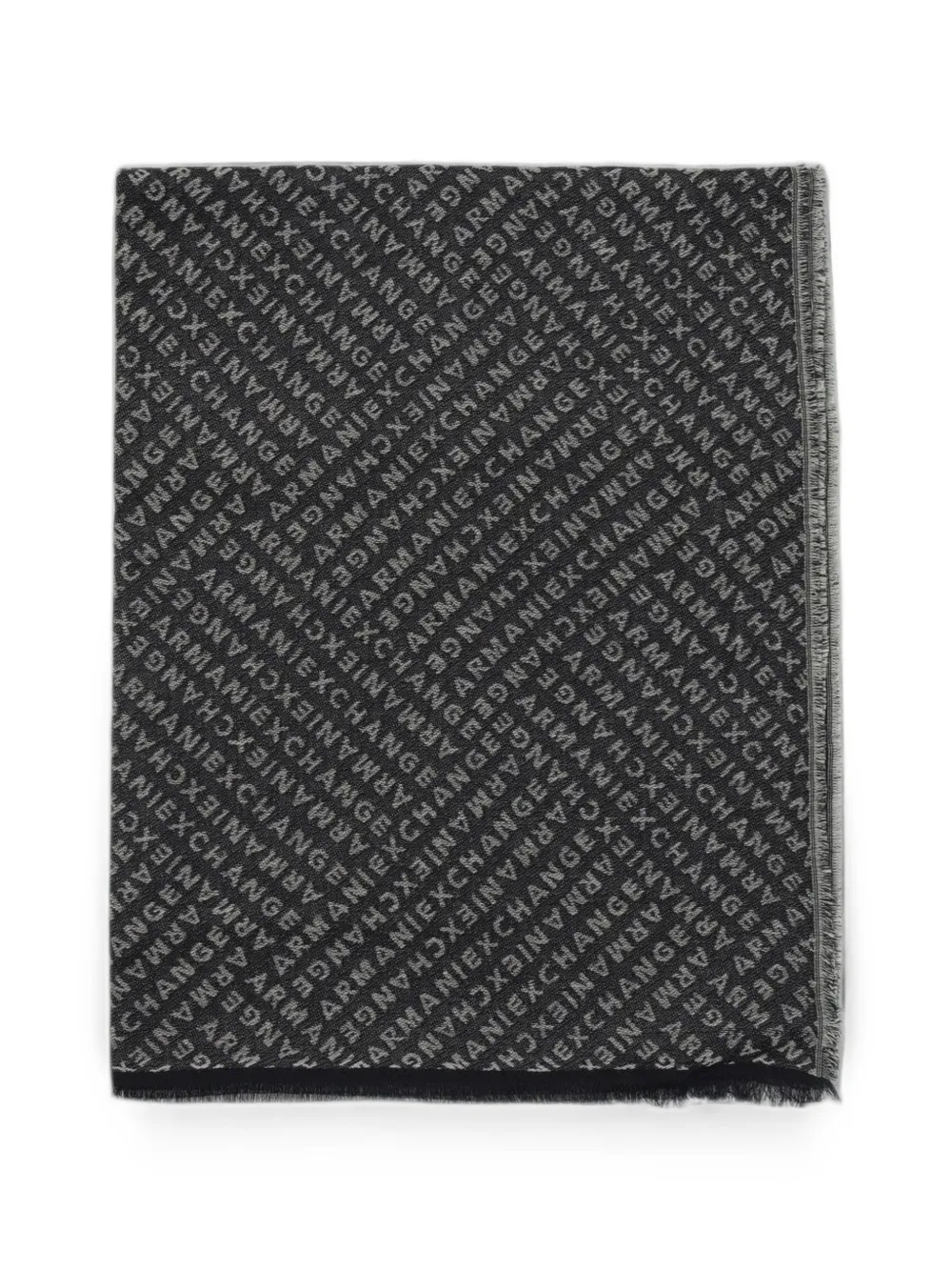 Emporio Armani logo-jacquard frayed scarf - Grigio