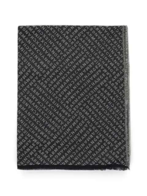 Emporio Armani logo-jacquard frayed scarf