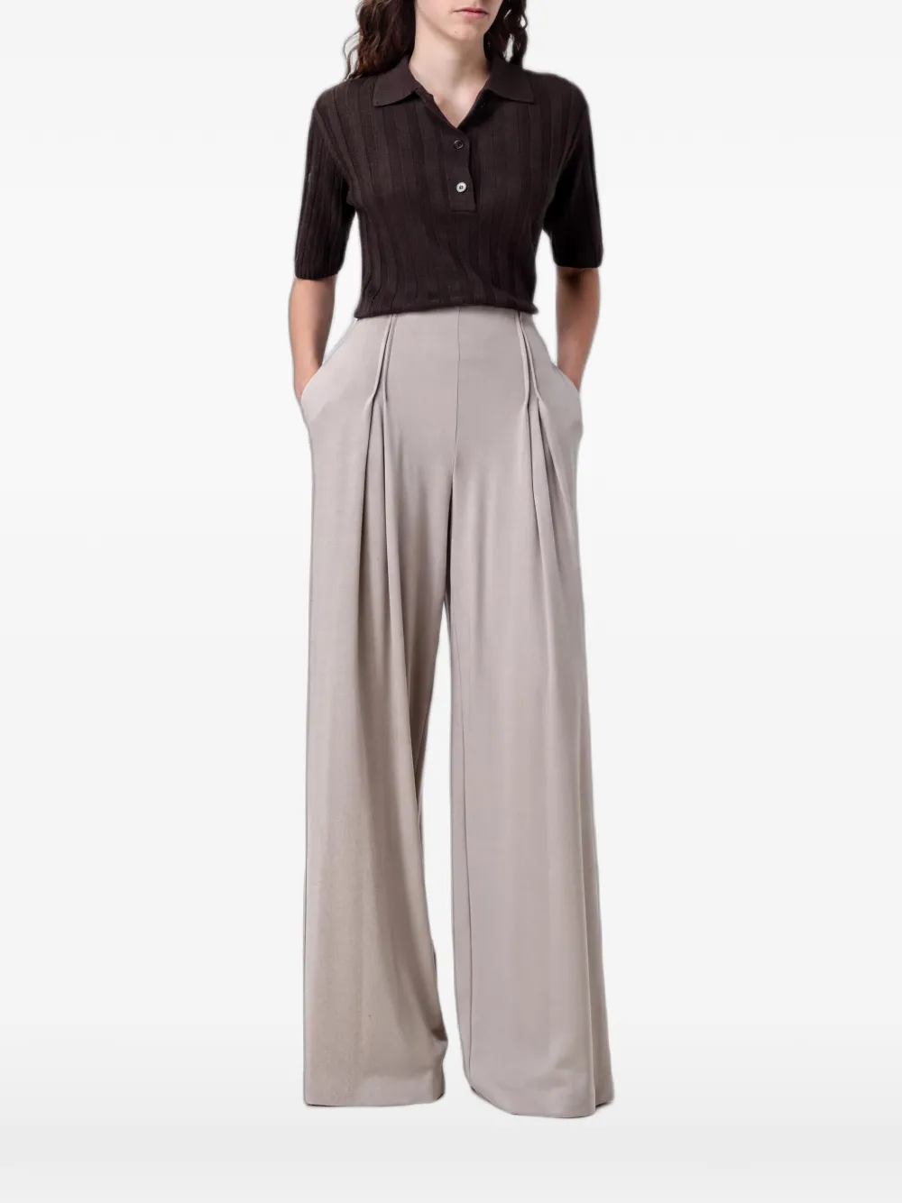 Max Mara ribbed-knit polo shirt - Marrone